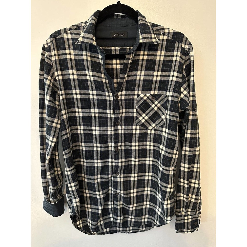 Zara Man Plaid Long Sleeve Button Down Shirt Men’s Size Small